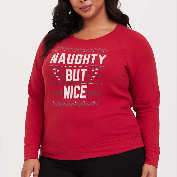 torrid Tops - HOST PICK Torrid Red Naughty But Nice Sweatshirt Christmas Holiday